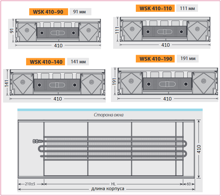 Конвекторы Mohlenhoff WSK 410. Ширина 410 мм.